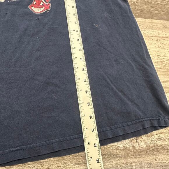 2007 Majestic Cleveland Indians Tribe Time World Series Blue Mens XL T-shirt y2k - Picture 9 of 10